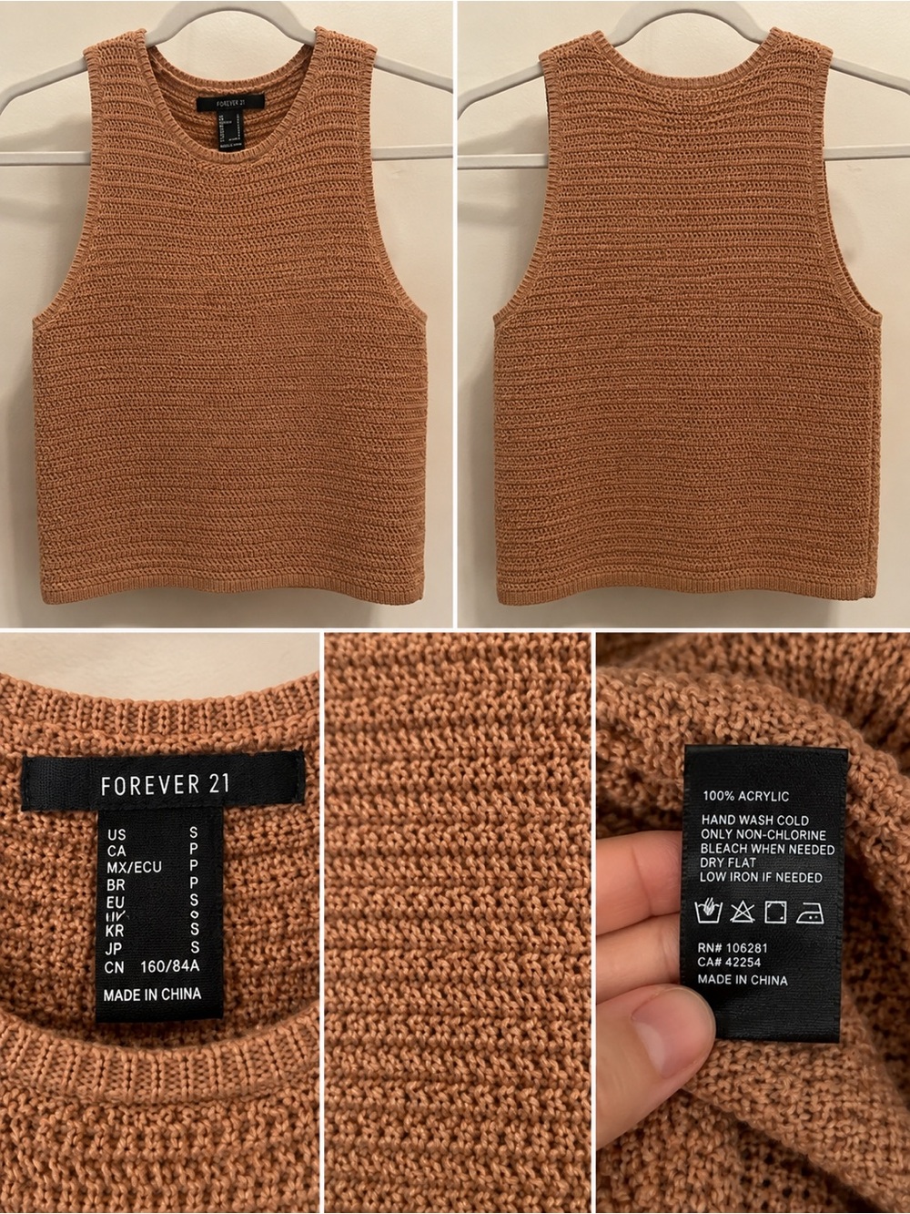 Forever 21 Women's Tan Cropped Knit Tank Top